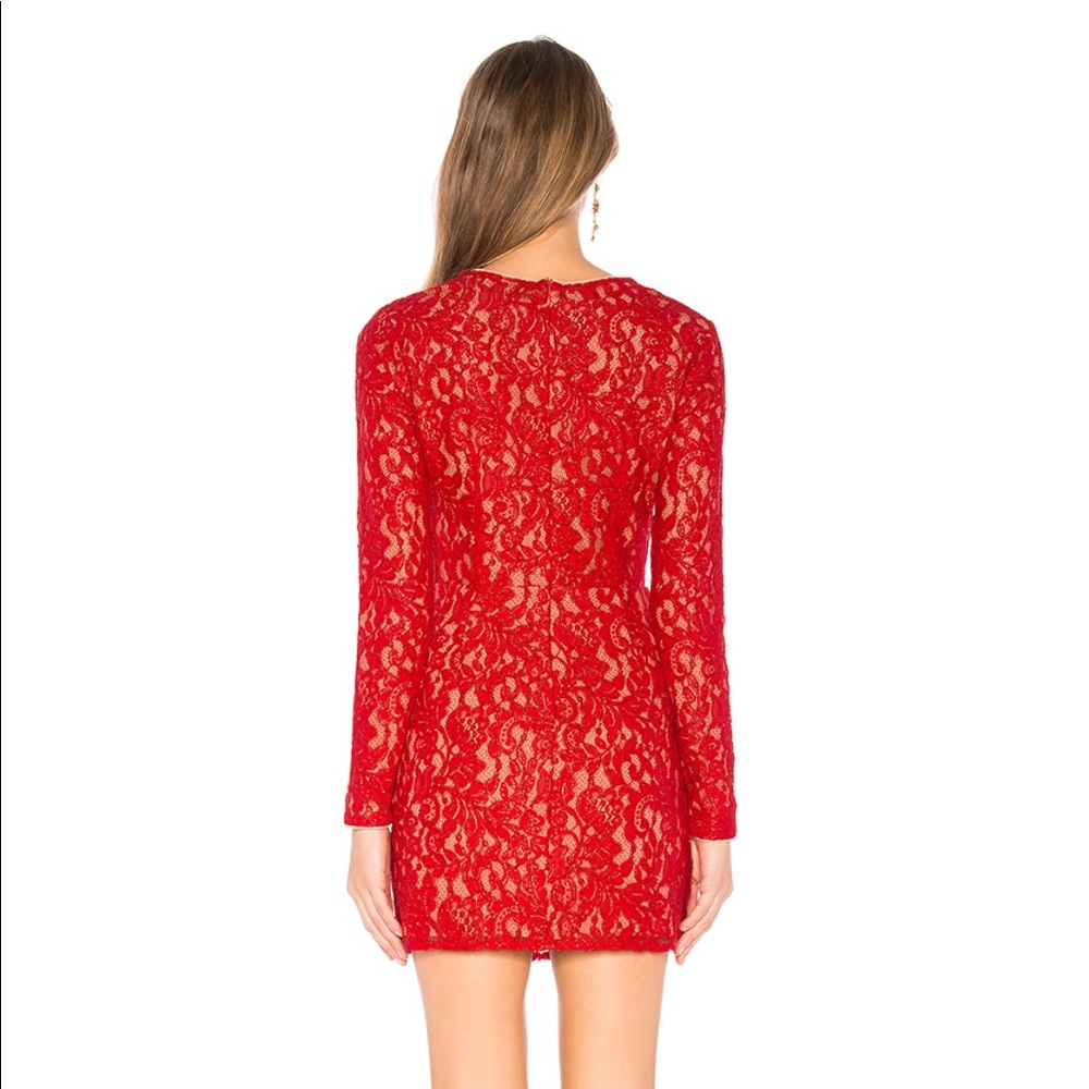 Nbd red lace mini dress
